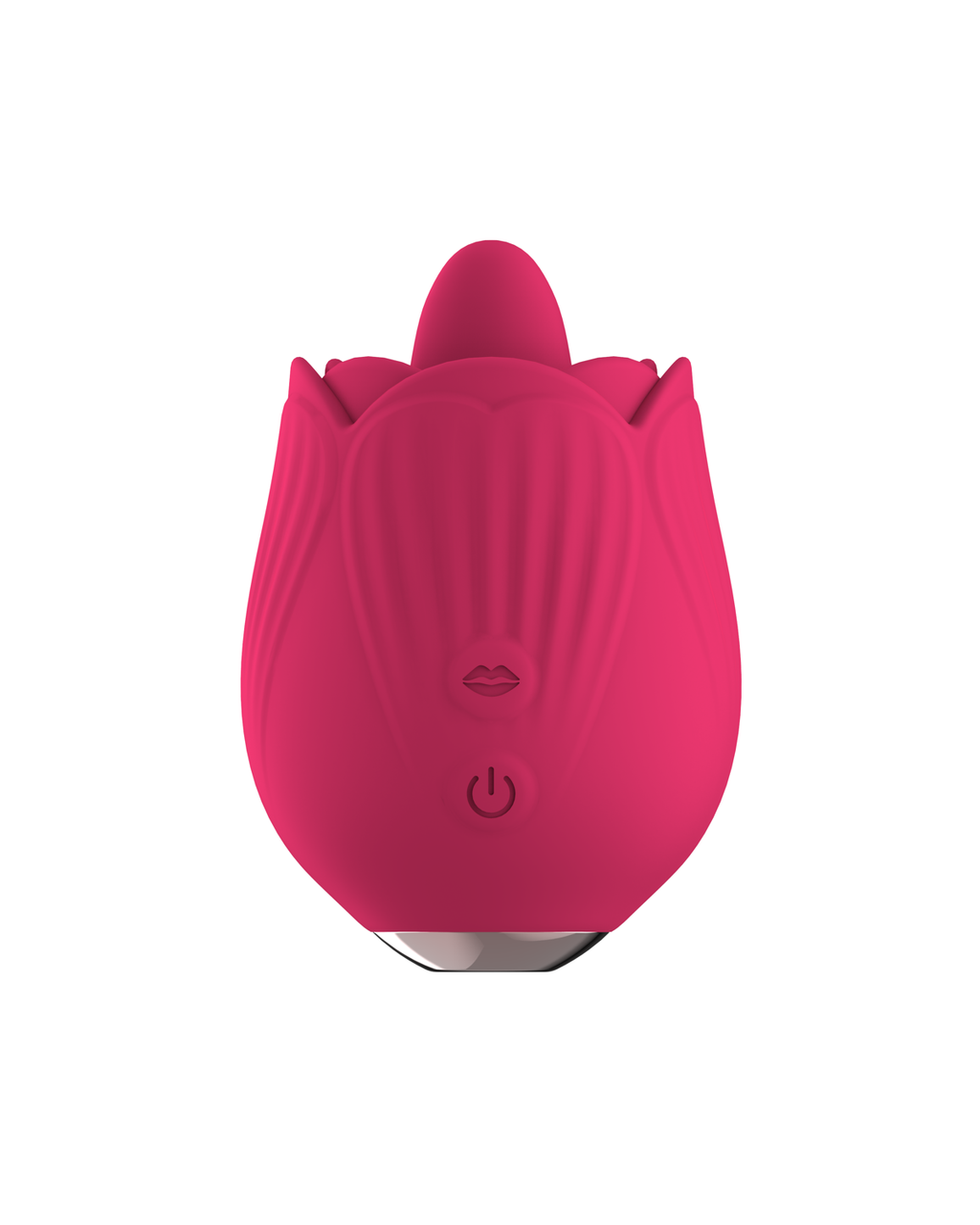 RoseTongue rose pink tulip tongue vibrator, front view